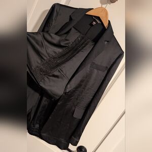 Victoria's Secret Single-Breasted Tuxedo Blazer & Sequin Wide Leg Pants Pajamas